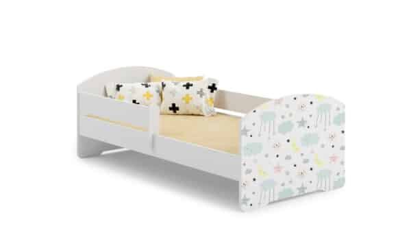 Vaikiška lova Luk su čiužiniu ir barjerine apsauga 144 cm x 77 cm x 56 cm, dangus