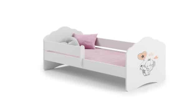 Vaikiška lova Fala su čiužiniu ir barjerine apsauga 164 cm x 85 cm x 63 cm, drambliukas