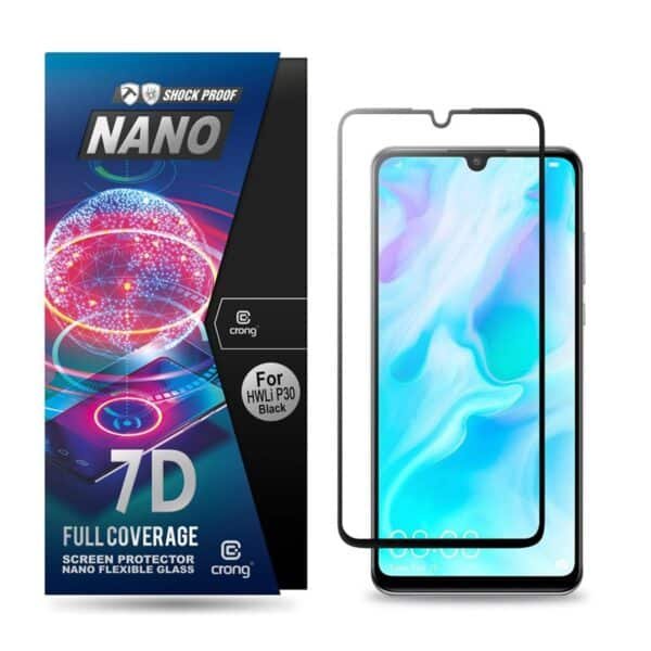 Crong – 7D nano lankstus stiklas – pilnai dengianti hibridinė ekrano apsauga 9H Huawei P30 Lite