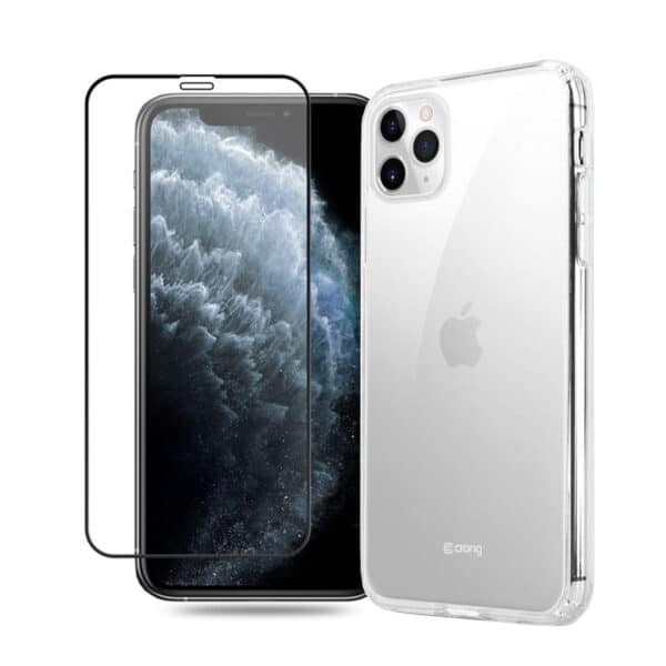 „Crong Crystal Shield“ dėklas – „iPhone 11 Pro“ dėklas (skaidrus) + 9H hibridinis stiklas