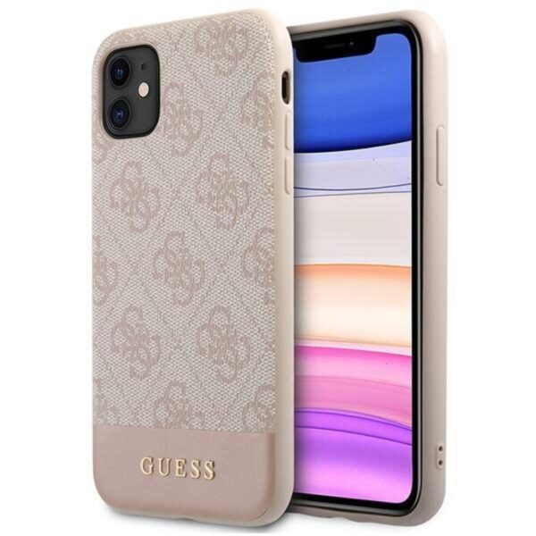 Guess 4G Bottom Stripe Collection – dėklas, skirtas iPhone 11 (rožinis)