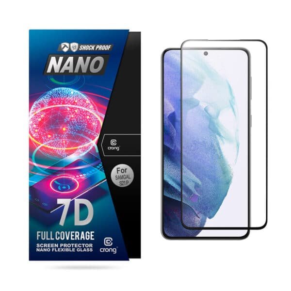 Crong 7D nano lankstus stiklas – pilnai dengianti hibridinė ekrano apsauga 9H Samsung Galaxy S21+