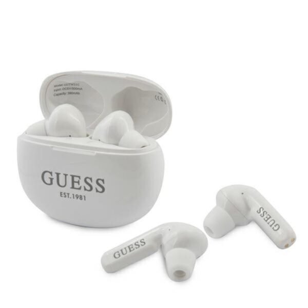 „Guess“ belaidės ausinės 5.0 4H – TWS ausinės + įkrovimo dėklas (baltas)