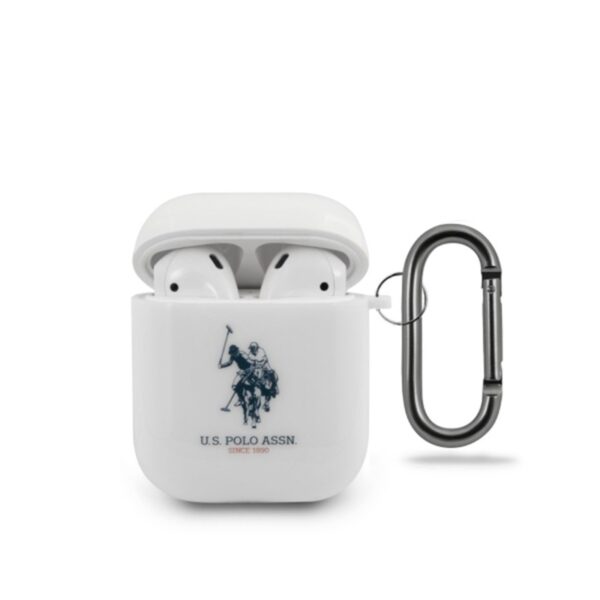 US Polo Double Horse logotipas – Apple Airpods dėklas (baltas)