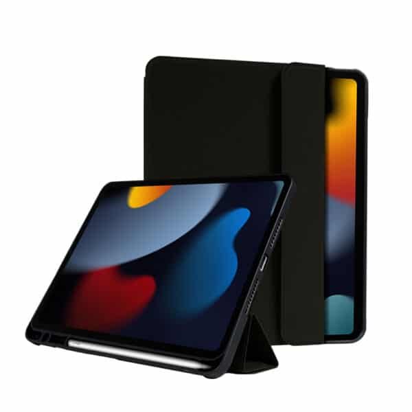 Crong FlexFolio – 10,2 colio iPad (2021–2019 m.) dėklas su Apple pieštuko laikikliu (juodas)