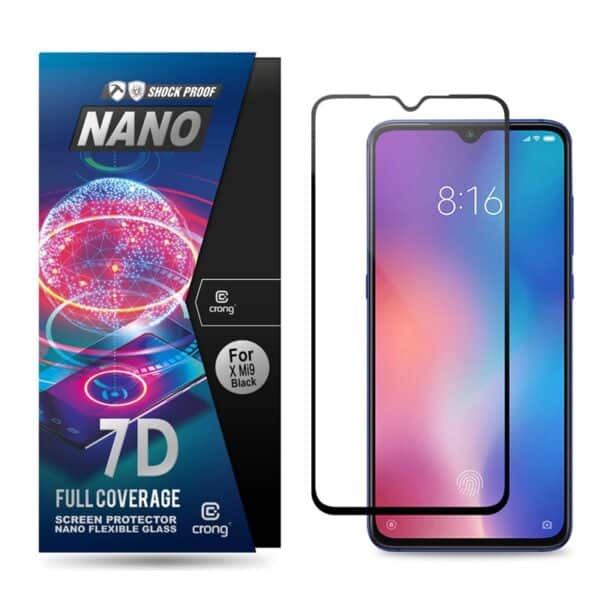 Crong 7D nano lankstus stiklas – pilnai dengianti hibridinė ekrano apsauga 9H Xiaomi Mi 9