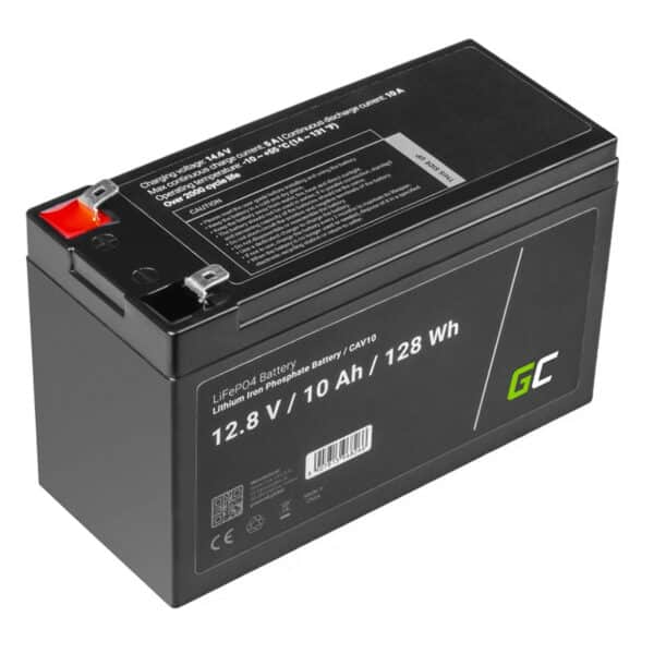 Green Cell – LiFePO4 12V 12,8V 10Ah baterija, skirta fotovoltinėms sistemoms, nameliams ant ratų ir valtims