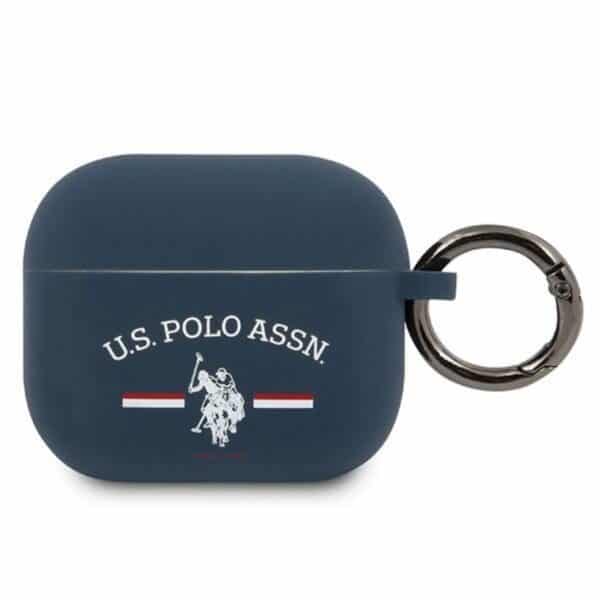 US Polo Assn silikoninis logotipas – Airpods 3 dėklas (tamsiai mėlynas)