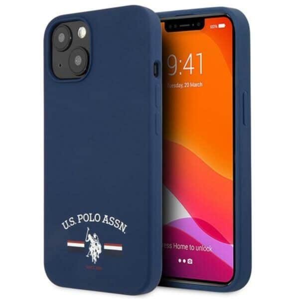 JAV „Polo Assn“ silikoninis logotipas – „iPhone 13 mini“ dėklas (tamsiai mėlynas)