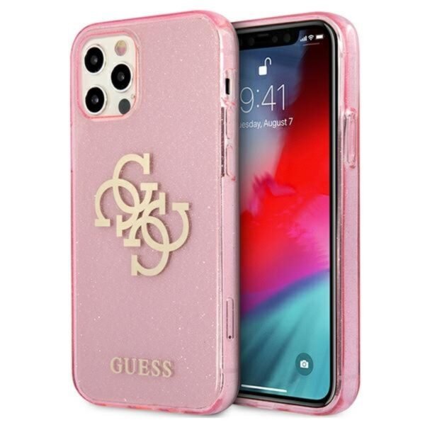 Guess Glitter 4G Big Logo – dėklas, skirtas iPhone 12 Pro Max (rožinis)