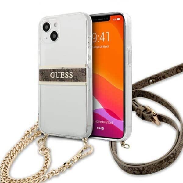 Guess 4G Gold Stripe Crossbody – dėklas, skirtas iPhone 13 mini