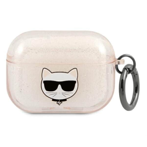 Karl Lagerfeld Choupette Head Glitter – dėklas, skirtas Airpods Pro (auksinis)