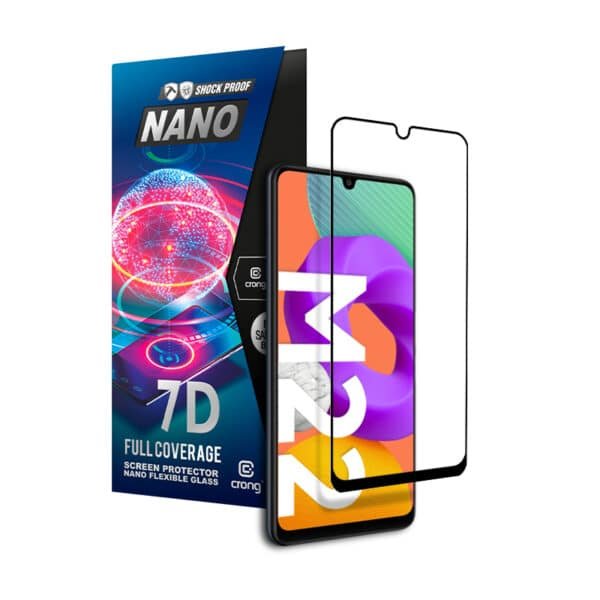 Crong 7D nano lankstus stiklas – pilnai dengianti hibridinė ekrano apsauga 9H Samsung Galaxy M22