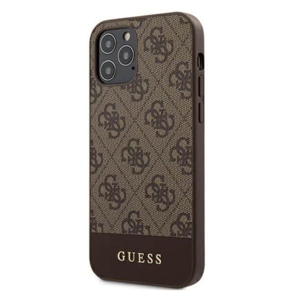 „Guess 4G Bottom Stripe Collection“ – „iPhone 12“ / „iPhone 12 Pro“ dėklas (rudas)