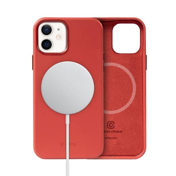 Crong Essential Cover Magnetic – odinis dėklas, skirtas iPhone 12 / iPhone 12 Pro MagSafe (raudonas)
