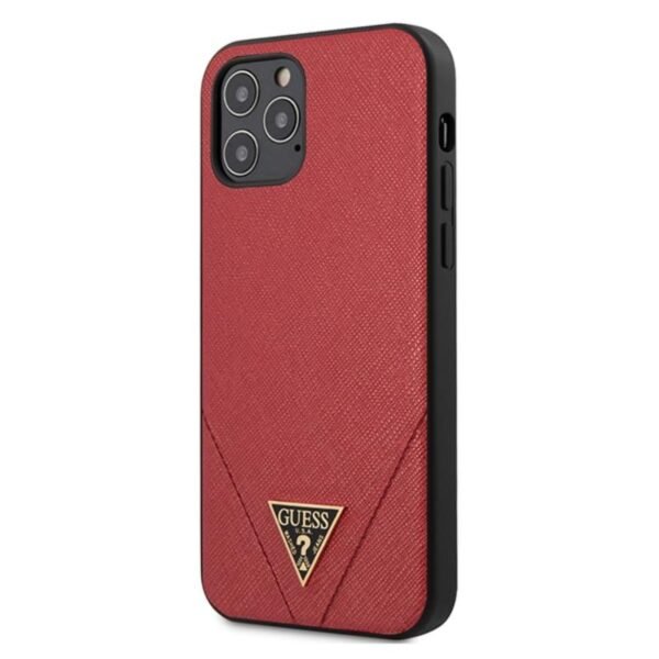 Guess Saffiano V – dėklas, skirtas iPhone 12 Pro Max (raudonas)