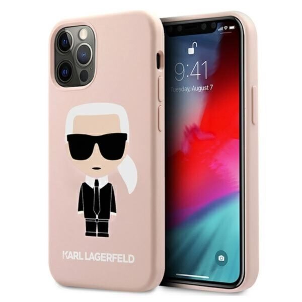 Karl Lagerfeld Fullbody Silicone Iconic – iPhone 12/12 Pro dėklas (šviesiai rožinis)