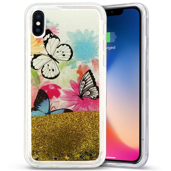 Zizo Liquid Glitter Star dėklas, skirtas iPhone X (drugeliai)