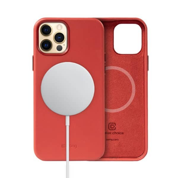 Crong Essential Cover Magnetic – odinis dėklas, skirtas iPhone 12 Pro Max MagSafe (raudonas)