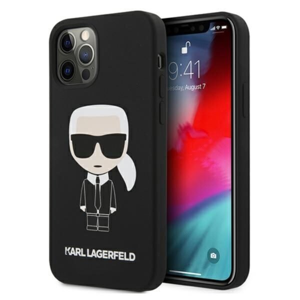 Karl Lagerfeld Fullbody Silicone Iconic – iPhone 12/12 Pro dėklas (juodas)