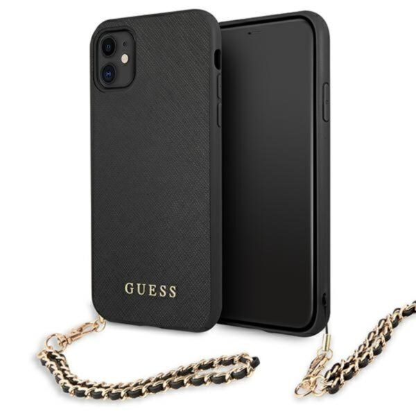 „Guess Saffiano Chain“ – „iPhone 11“ dėklas (juodas)
