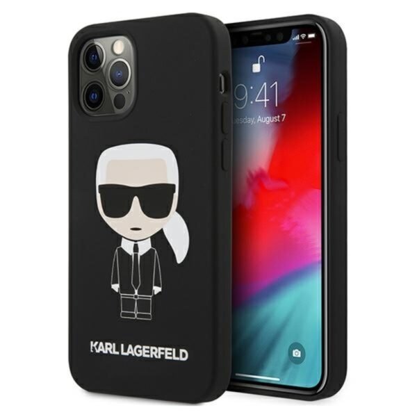 Karl Lagerfeld Fullbody Silicone Iconic – iPhone 12 Pro Max dėklas (juodas)