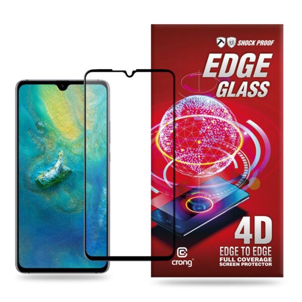 Crong Edge Glass – visiškai klijuojamas nuo krašto iki krašto 9H stiklo ekrano apsauga, skirta Huawei Mate 20