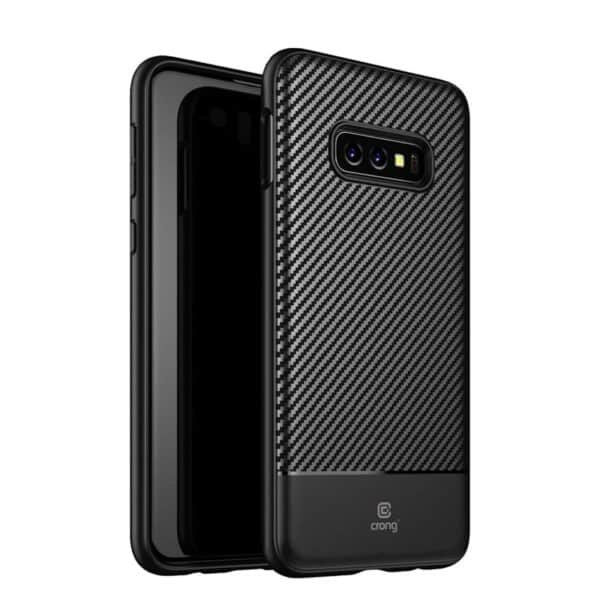 Crong Prestige Carbon Cover – apsauginis dėklas, skirtas Samsung Galaxy S10e (juodas)