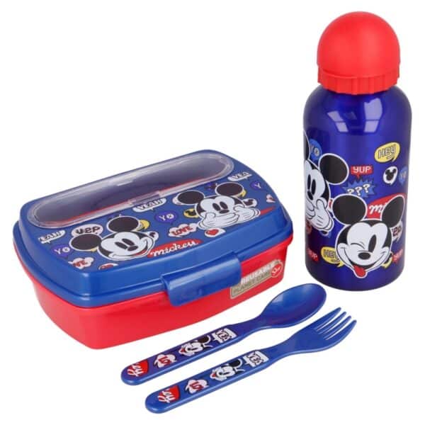 Mickey Mouse - Lunchbox rinkinys, 400ml vandens gertuvė, stalo įrankiai