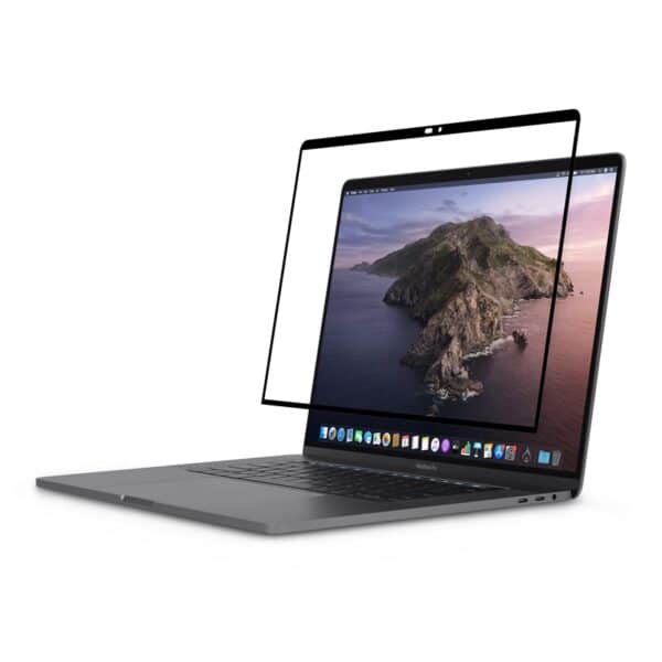 „Moshi iVisor AG“ – „MacBook Pro 16“ skirta ekrano apsauga be burbuliukų (juoda / skaidrus matinis)