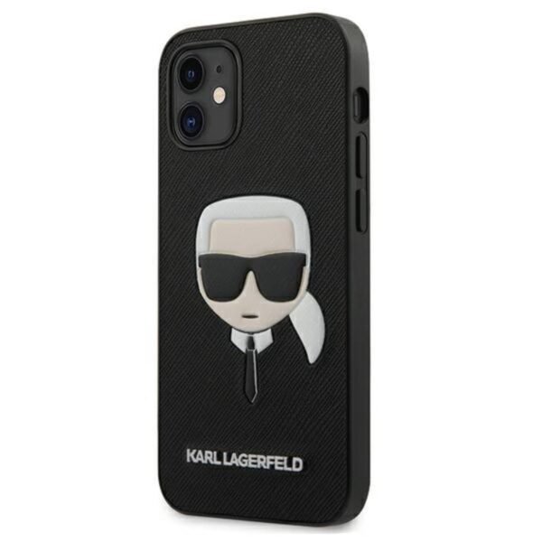 Karl Lagerfeld Saffiano Ikonik Karl's Head – dėklas, skirtas iPhone 12 mini (juodas)