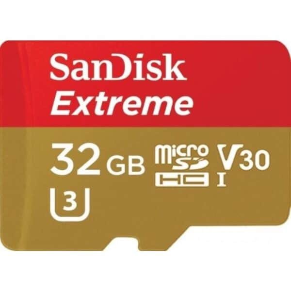 SanDisk Extreme microSDHC – 32 GB A1 V30 UHS-I U3 100/60 MB/s atminties kortelė su adapteriu