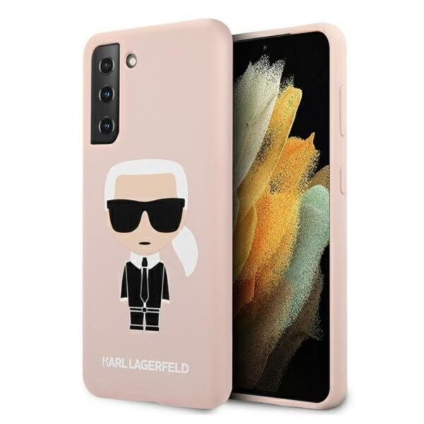 Karl Lagerfeld Fullbody Silicone Iconic – dėklas, skirtas Samsung Galaxy S21 (rožinis)