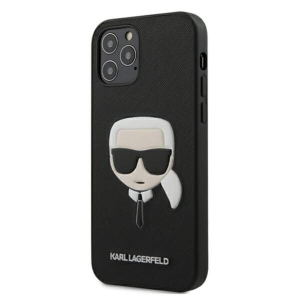 Karl Lagerfeld Saffiano Ikonik Karl's Head – dėklas, skirtas iPhone 12 Pro Max (juodas)
