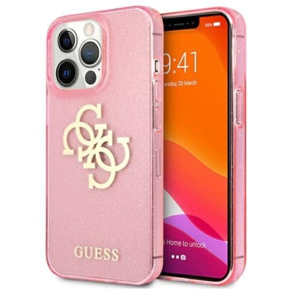 Guess Glitter 4G Big Logo – dėklas, skirtas iPhone 13 Pro Max (rožinis)
