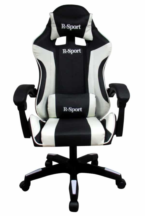 Žaidimų kėdė su masažo funkcija K3 R-Sport, balta/juoda