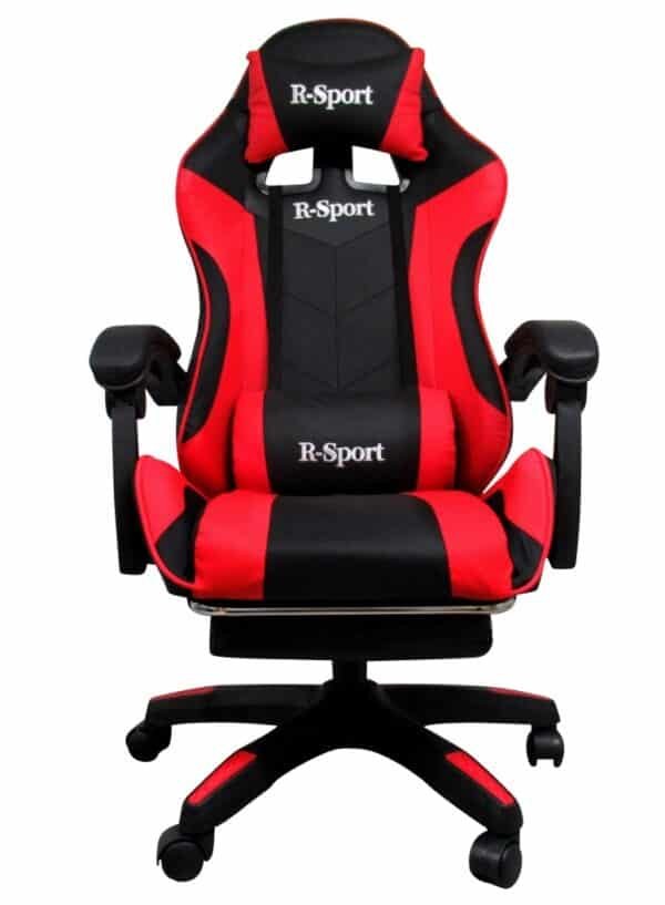 Žaidimų kėdė K4 R-Sport su atrama kojoms + masažuoklis, raudona/juoda