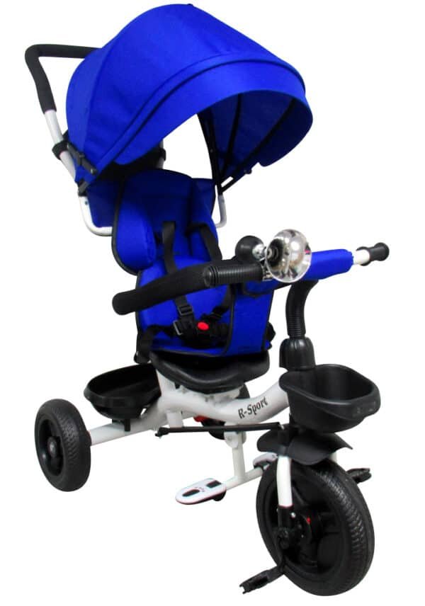 Vaikiškas triratis vežimėlis T4 su EVA ratais, mėlynas