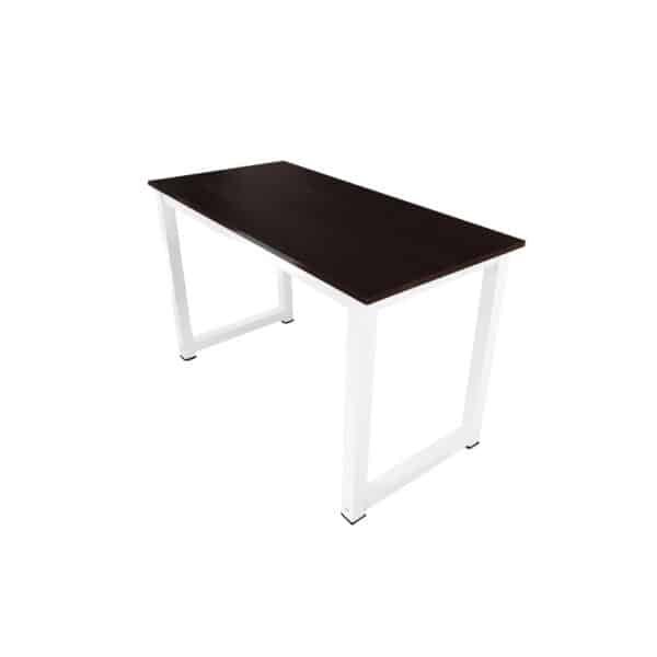 Rašomasis stalas su metalinėmis kojelėmis Loft, baltos/tamsiai rudos spalvos